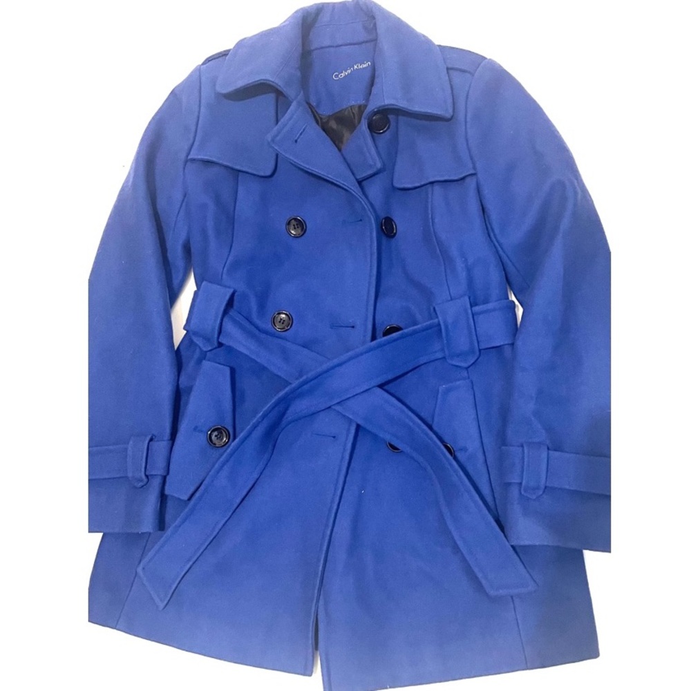 Blue wool Calvin Klein heavy coat. Size Small.